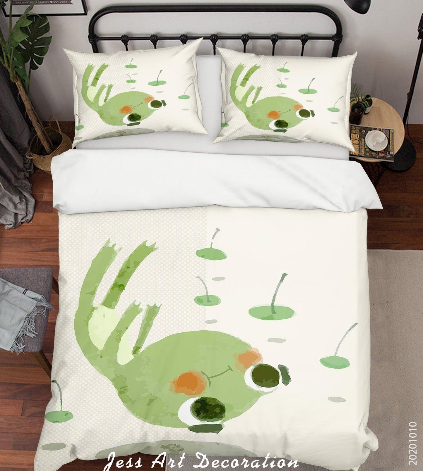3D Cartoon Cute Animal Frog Quilt Cover Set Bedding Set Duvet Cover Pillowcases WJ 9576
