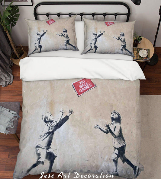 3D Banksy Boy Girl Game Red No Ball Quilt Cover Set Bedding Set Duvet Cover Pillowcases  ZY D24