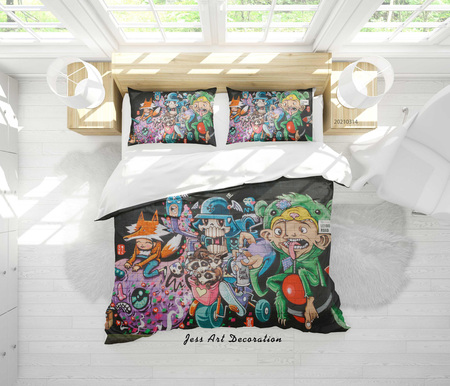 3D Abstract Street Graffiti Monster Quilt Cover Set Bedding Set Duvet Cover Pillowcases 133