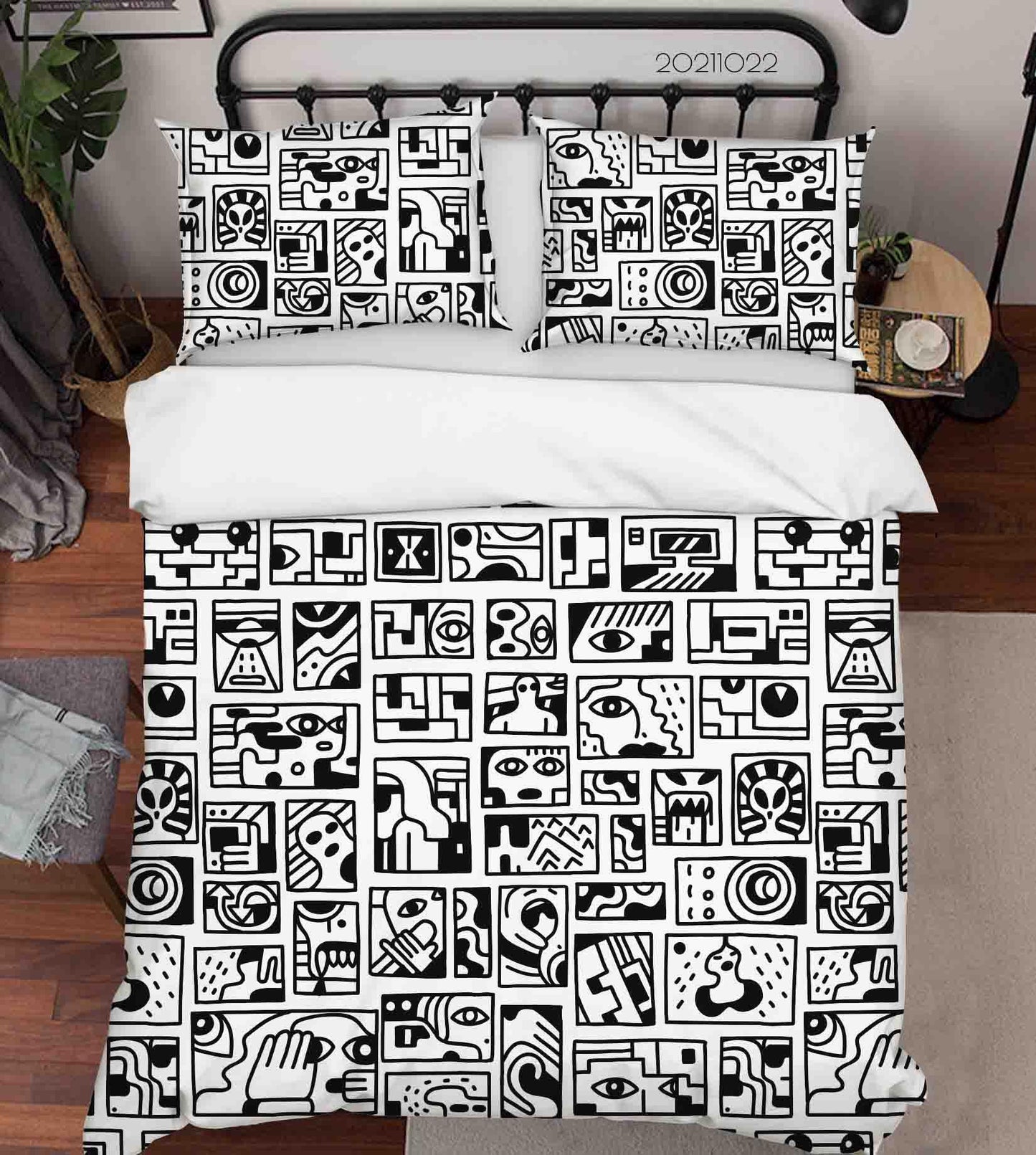 3D Cartoon Graffiti Quilt Cover Set Bedding Set Duvet Cover Pillowcases 81