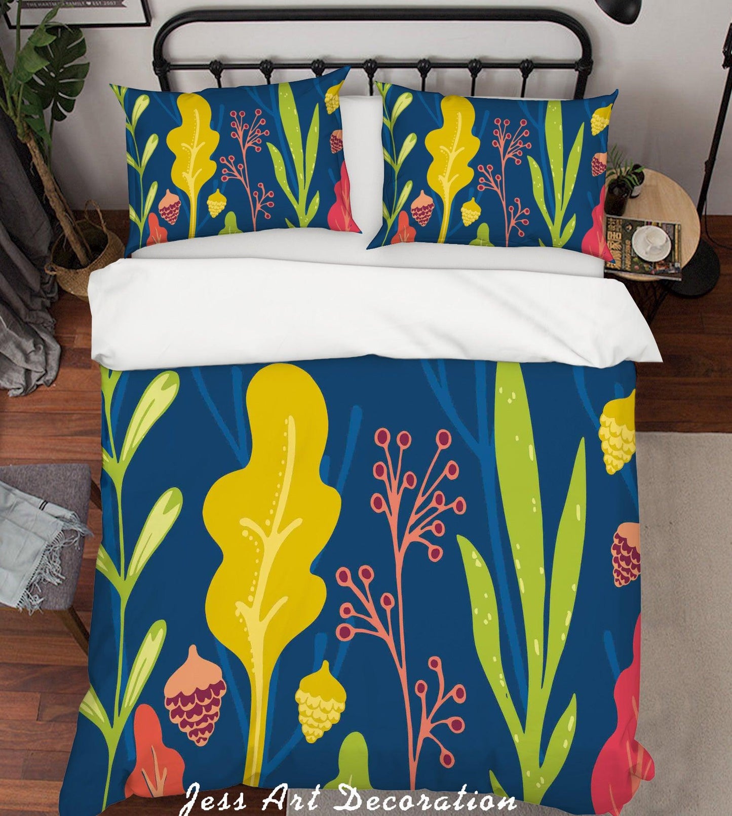 3D Cartoon Green Plants Quilt Cover Set Bedding Set Pillowcases 21