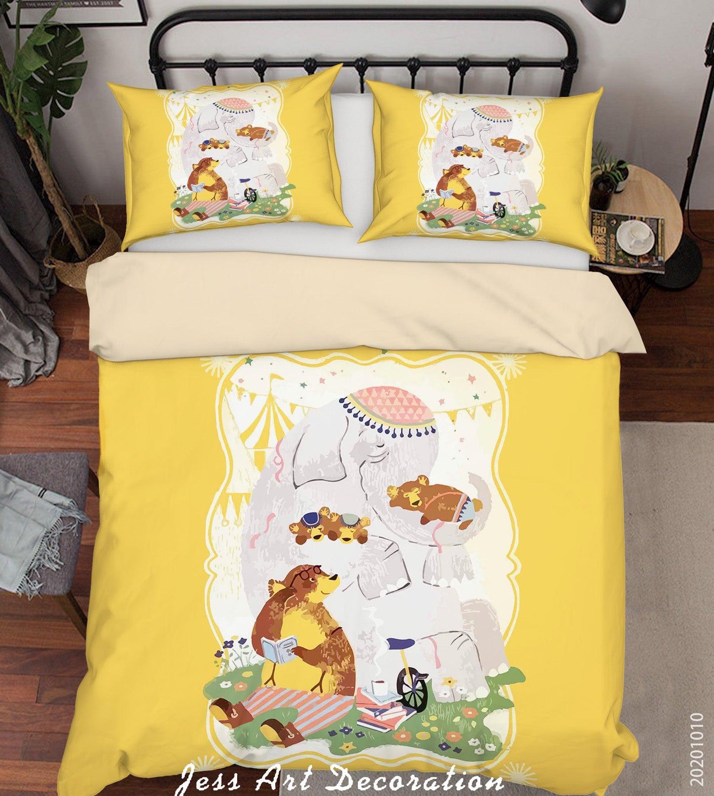 3D Cartoon Animal Bear Family Quilt Cover Set Bedding Set Duvet Cover Pillowcases WJ 9579