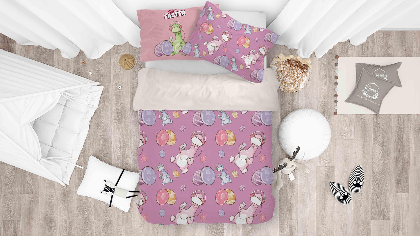 3D Cartoon Hippo Pink Quilt Cover Set Bedding Set Pillowcases 21
