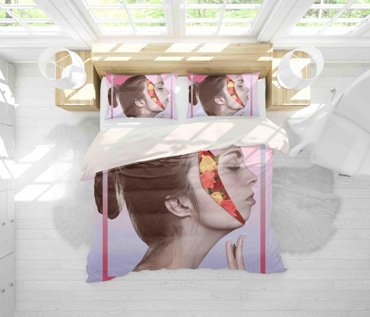 3D Abstract Girl Photos Quilt Cover Set Bedding Set Pillowcases 90
