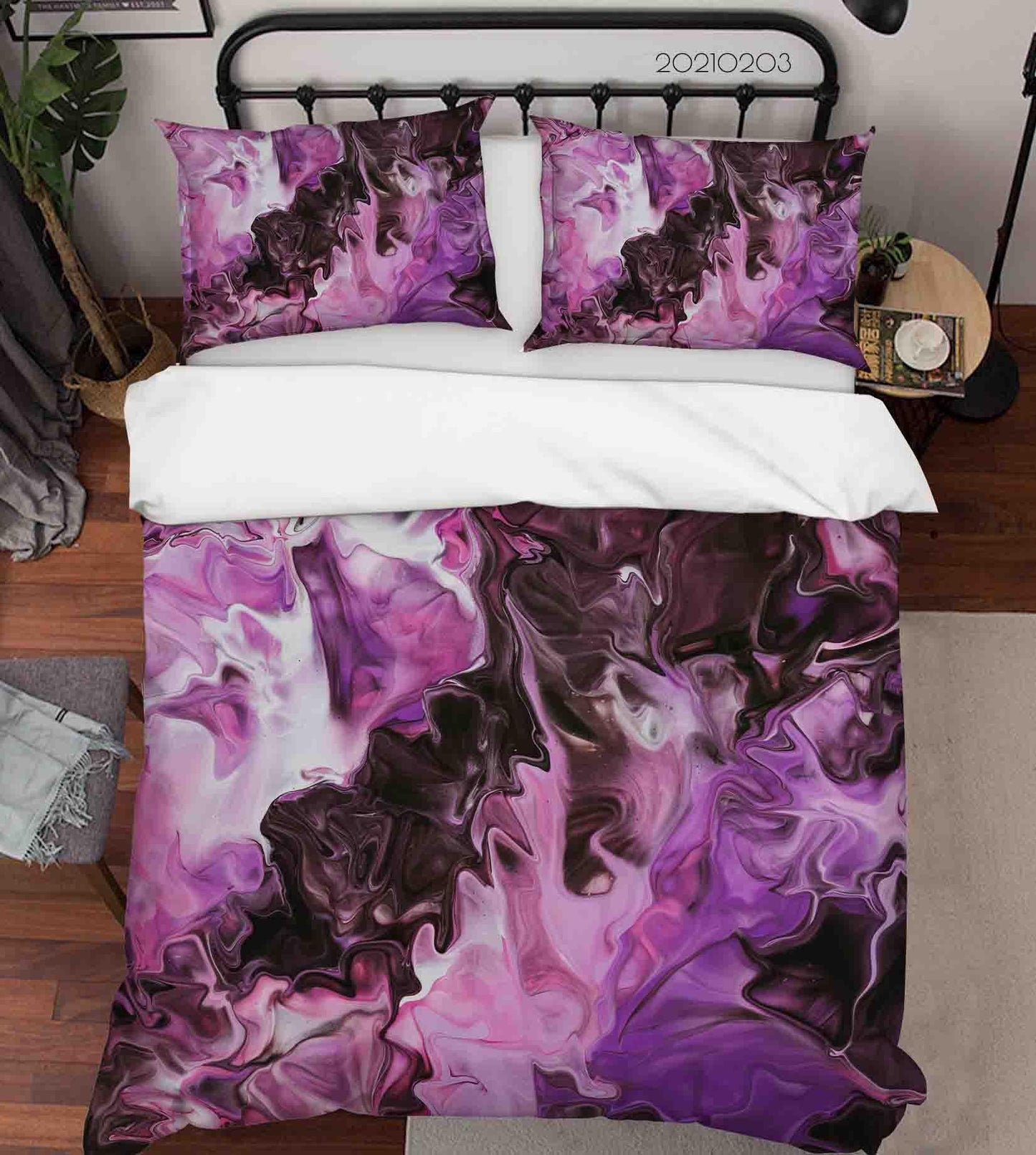 3D Abstract Purple Marble Texture Quilt Cover Set Bedding Set Duvet Cover Pillowcases 96