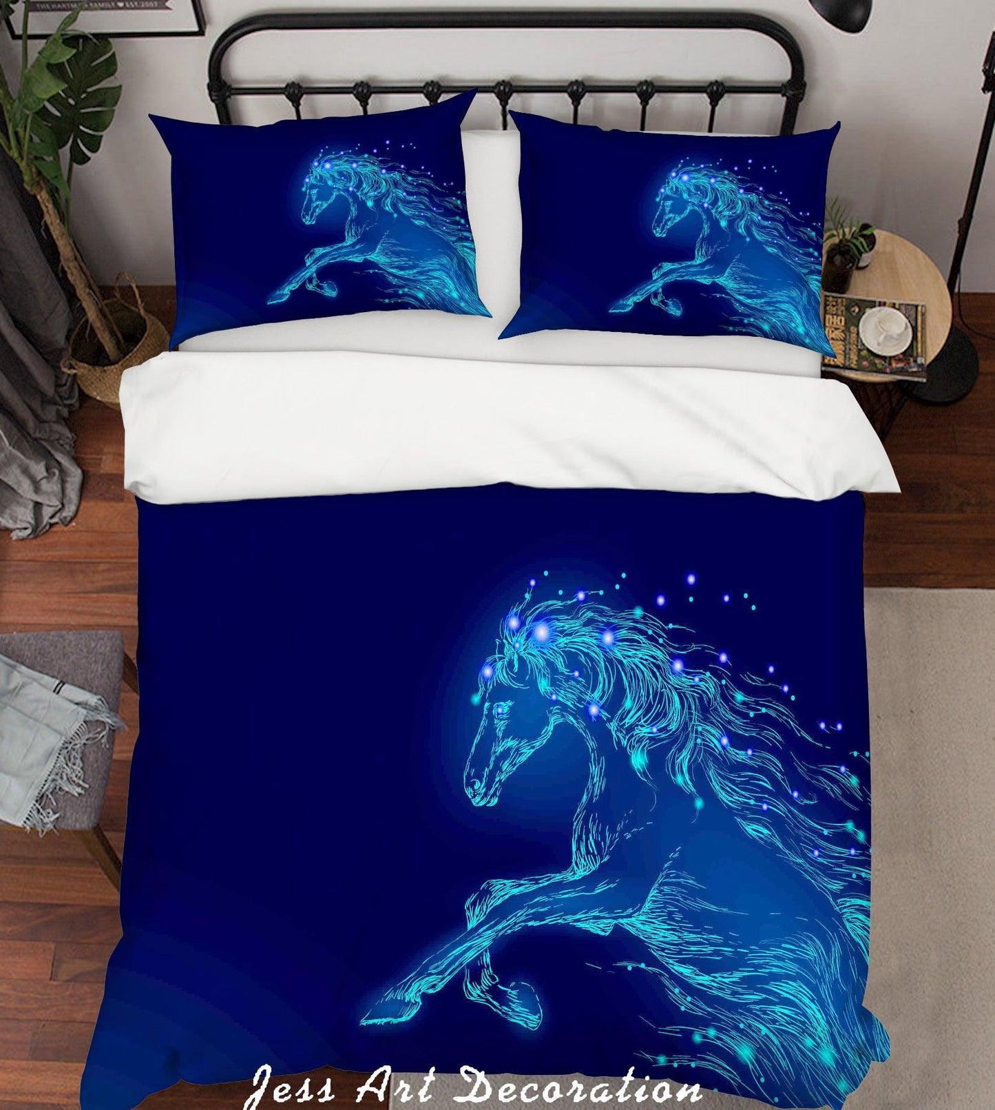 3D Blue Horse Quilt Cover Set Bedding Set Pillowcases SF12
