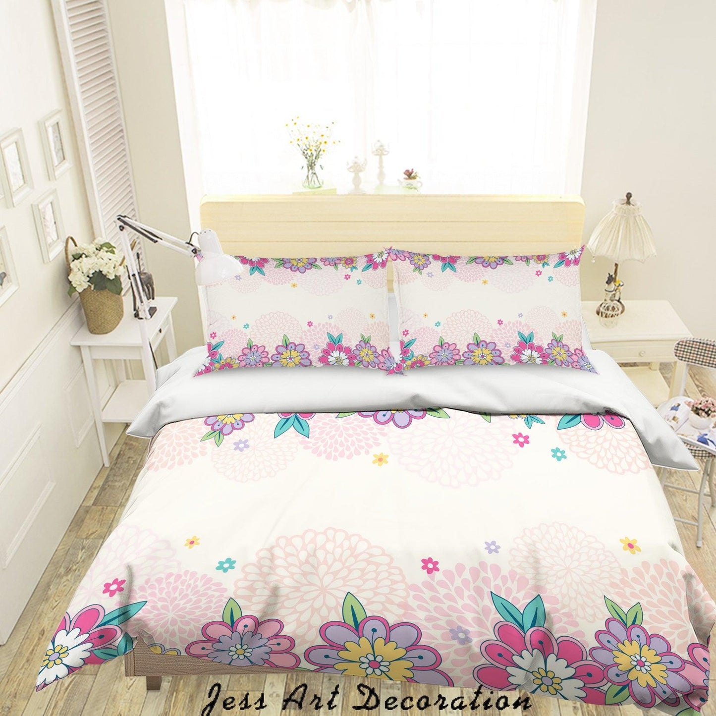 3D Cartoon Floral Pattern Quilt Cover Set Bedding Set Duvet Cover Pillowcases A009 LQH