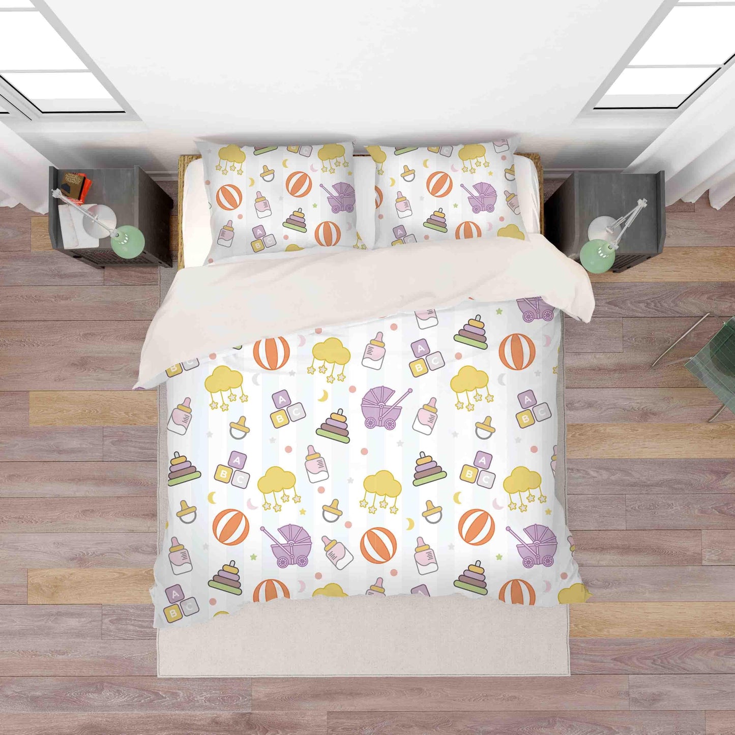 3D Cartoon Colorful Baby Toy Ball Quilt Cover Set Bedding Set Duvet Cover Pillowcases LXL