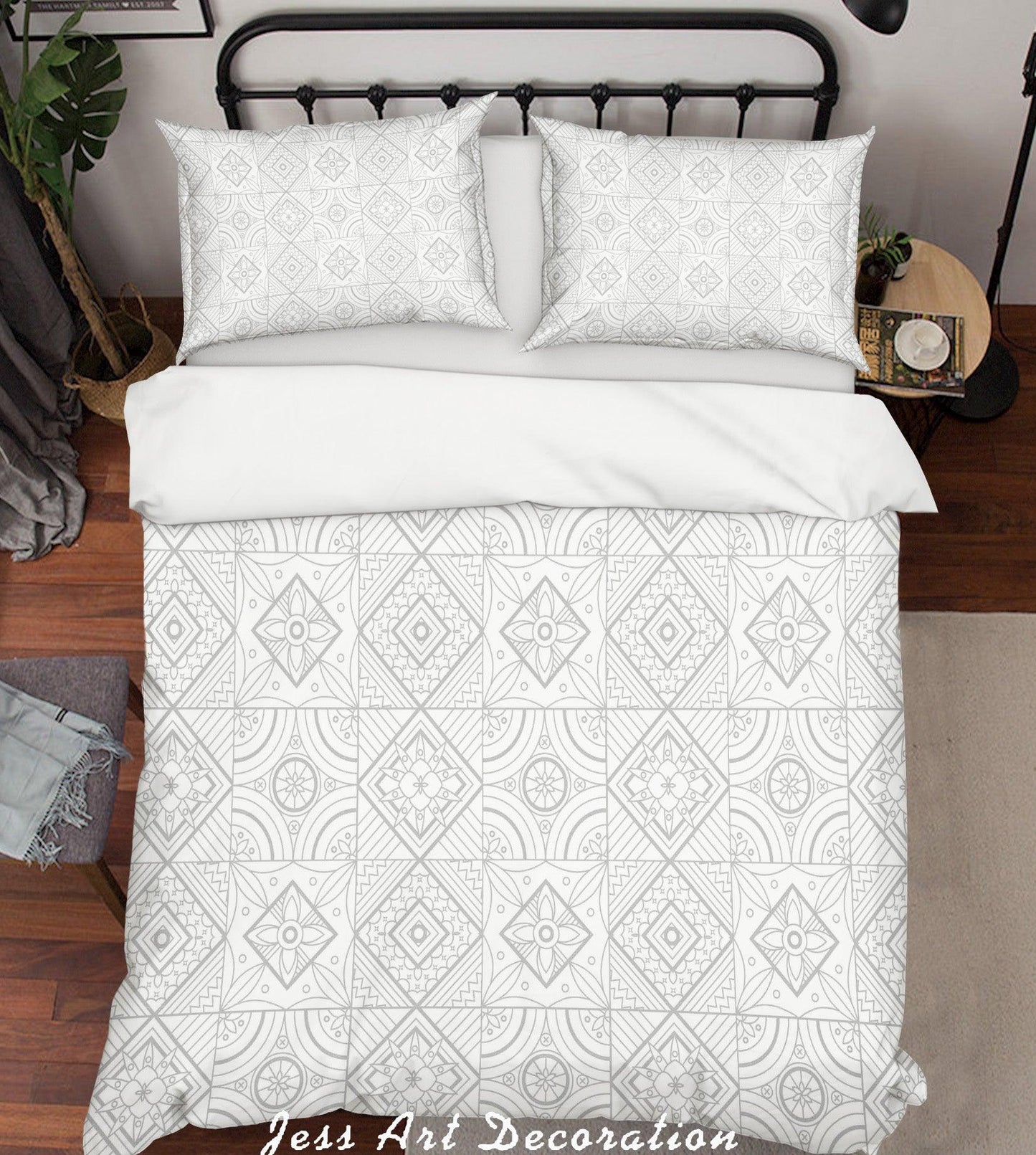3D Black White Plaid Decorative Pattern Quilt Cover Set Bedding Set Pillowcases 101
