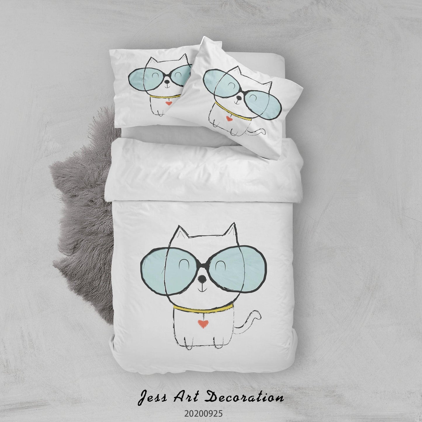 3D Cartoon Animal Cat Pattern Quilt Cover Set Bedding Set Duvet Cover Pillowcases WJ 6495