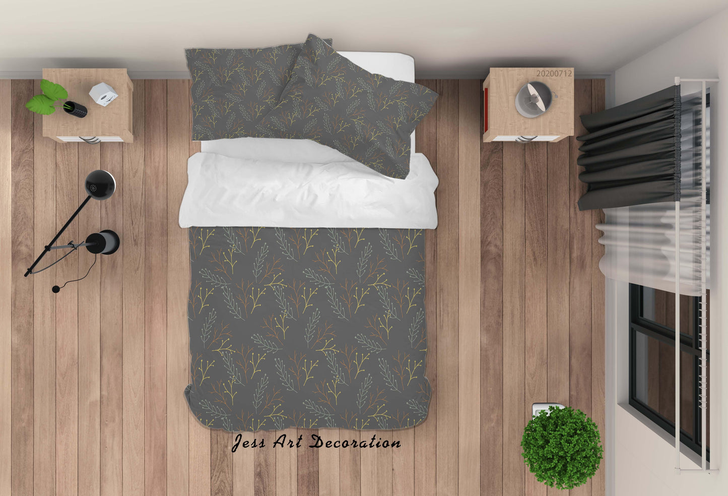 3D Abstract Vintage Leaves Pattern Quilt Cover Set Bedding Set Duvet Cover Pillowcases WJ 4015