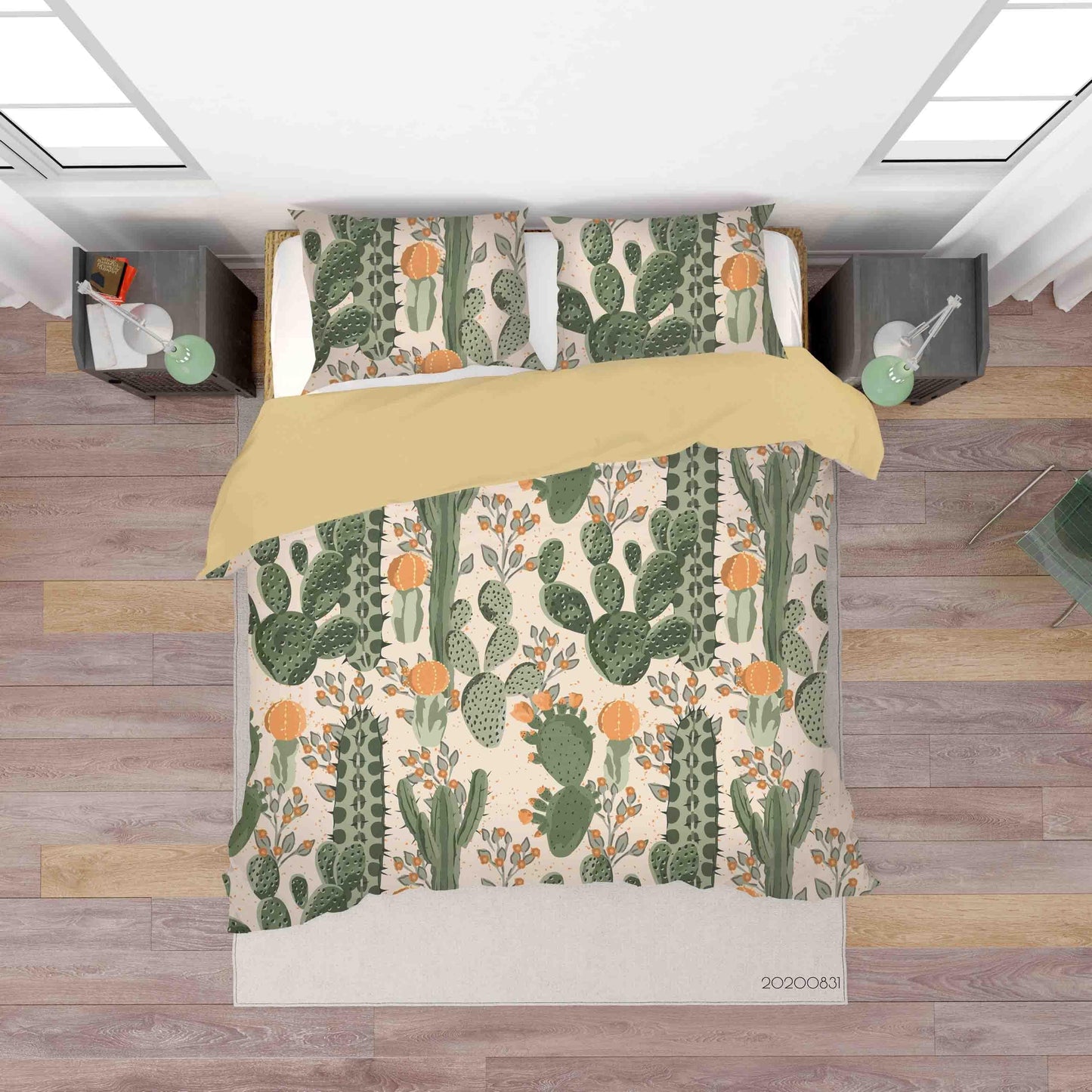 3D Cacti Flowers Pattern Quilt Cover Set Bedding Set Duvet Cover Pillowcases WJ 3412