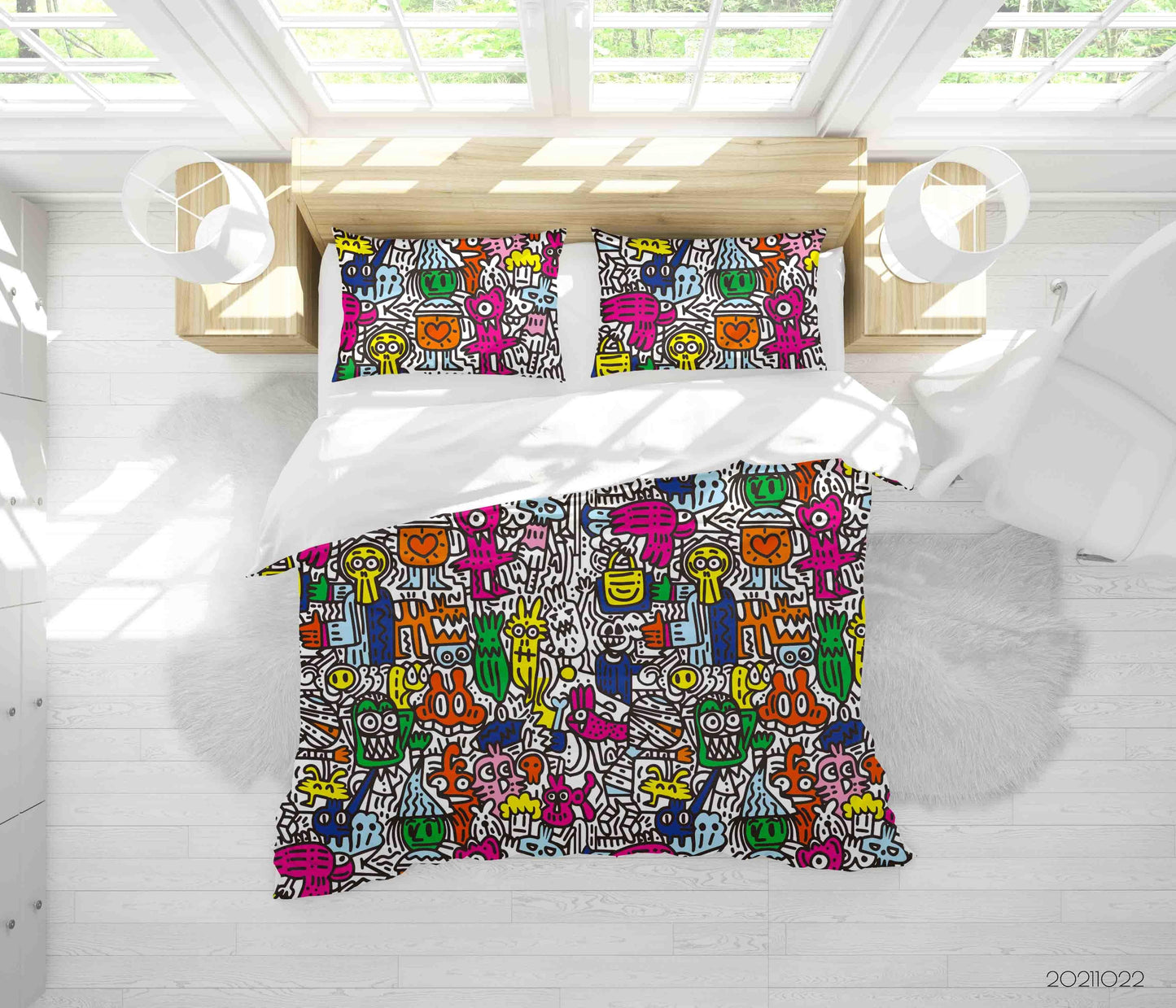 3D Abstract Color Monster Graffiti Quilt Cover Set Bedding Set Duvet Cover Pillowcases 28