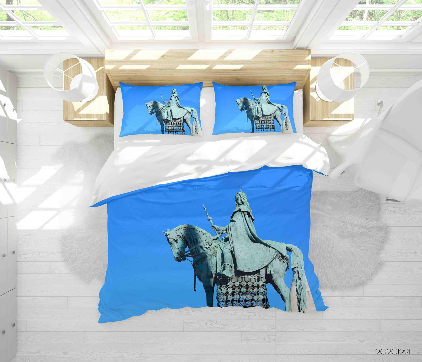 3D Blue Sky Statue Pattern Quilt Cover Set Bedding Set Duvet Cover Pillowcases 224 LQH