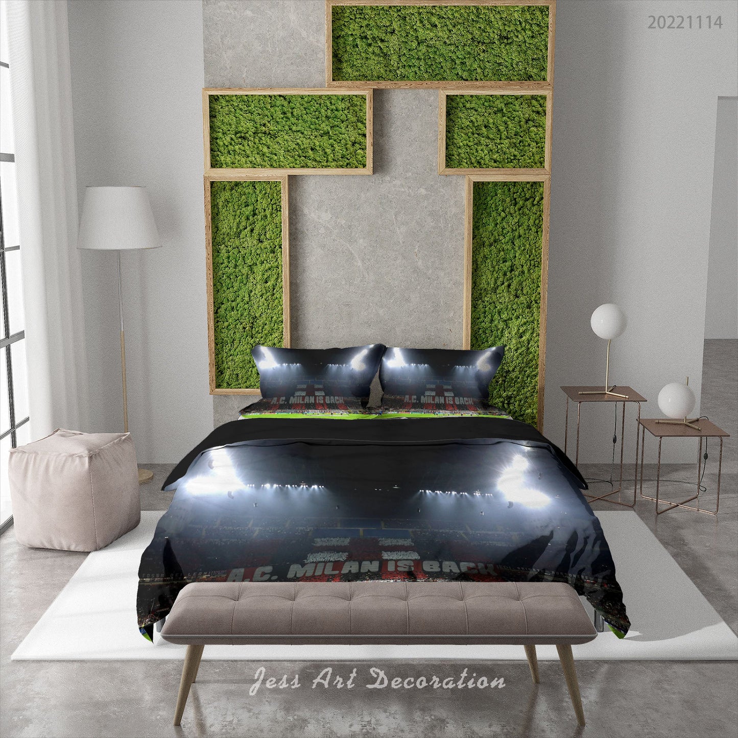 3D AC Associazione Calcio Milan Lamplight Spectator Seats Quilt Cover Set Bedding Set Duvet Cover Pillowcase 856