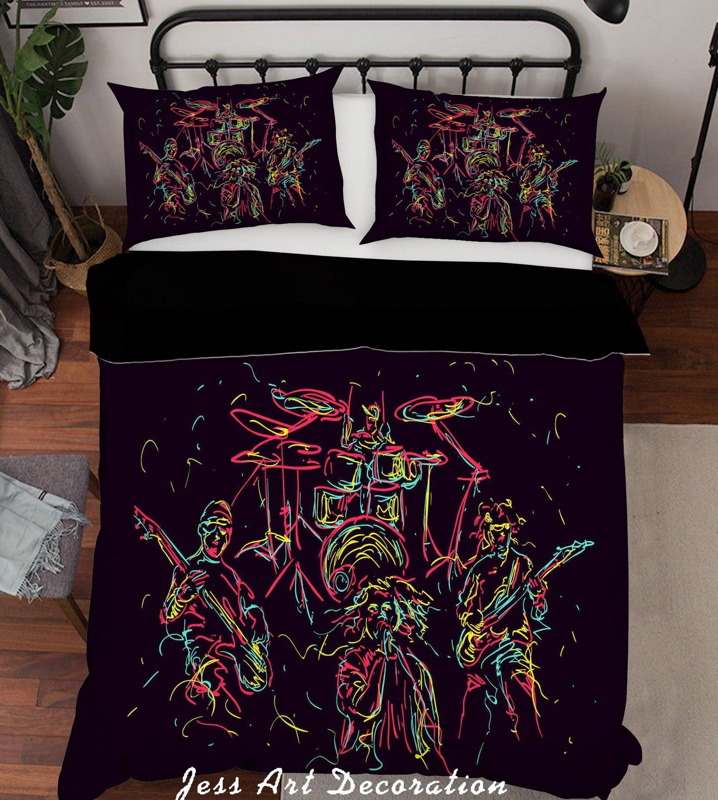 3D Black Band Drum Kit Quilt Cover Set Bedding Set Pillowcases 33