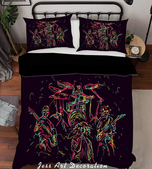 3D Black Band Drum Kit Quilt Cover Set Bedding Set Pillowcases 33