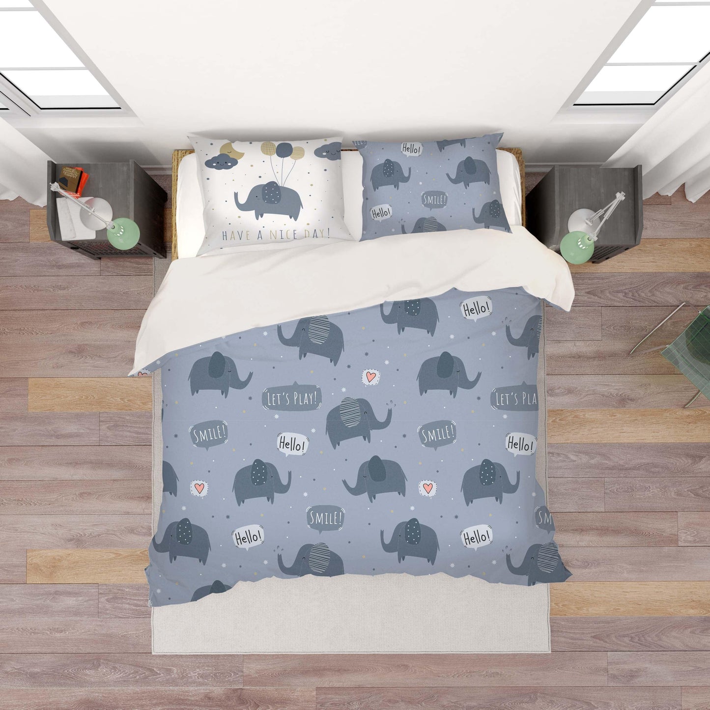 3D Cartoon Elephant Animal Quilt Cover Set Bedding Set Duvet Cover Pillowcases LXL