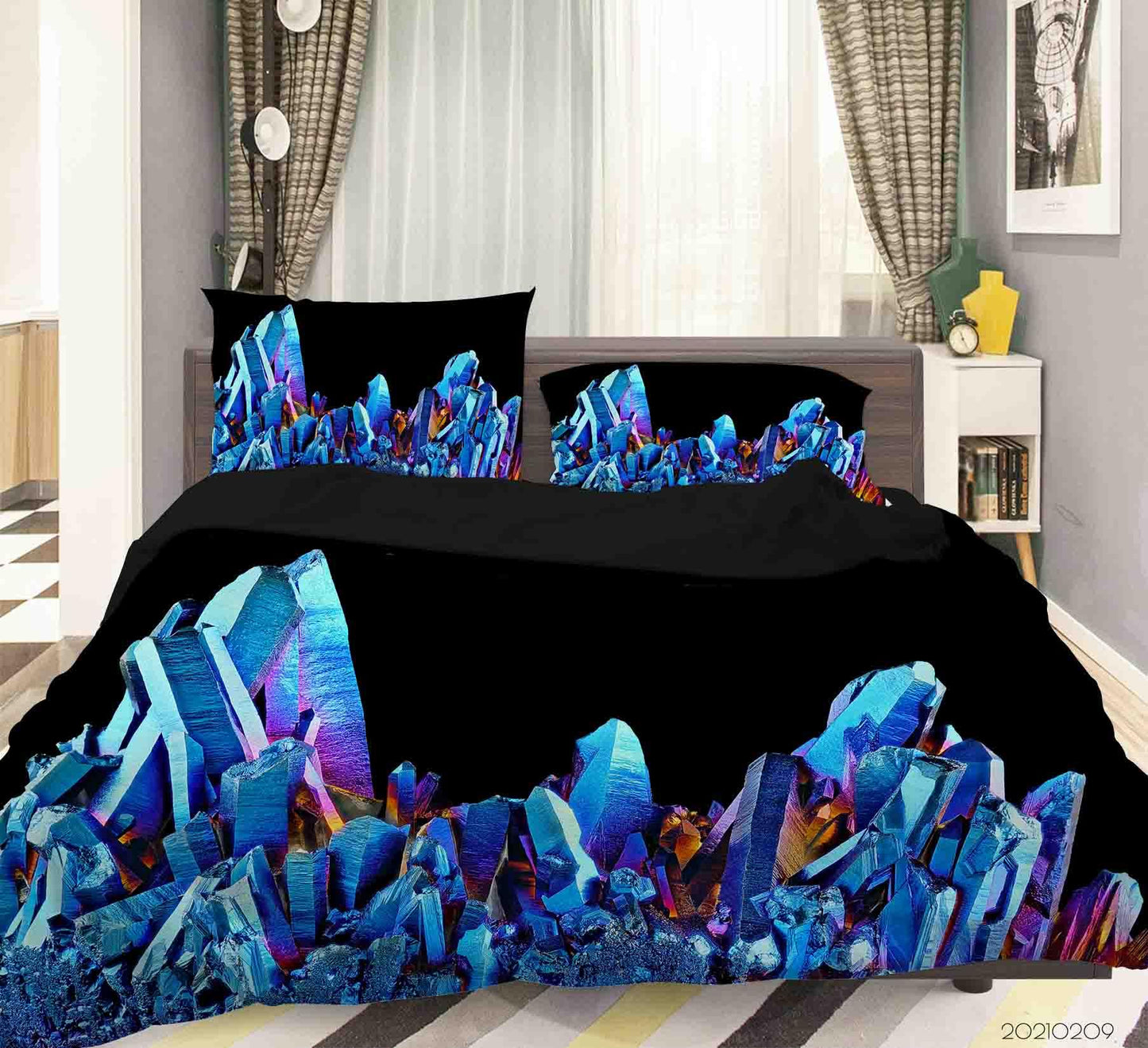 3D Blue Crystal Texture Quilt Cover Set Bedding Set Duvet Cover Pillowcases 260