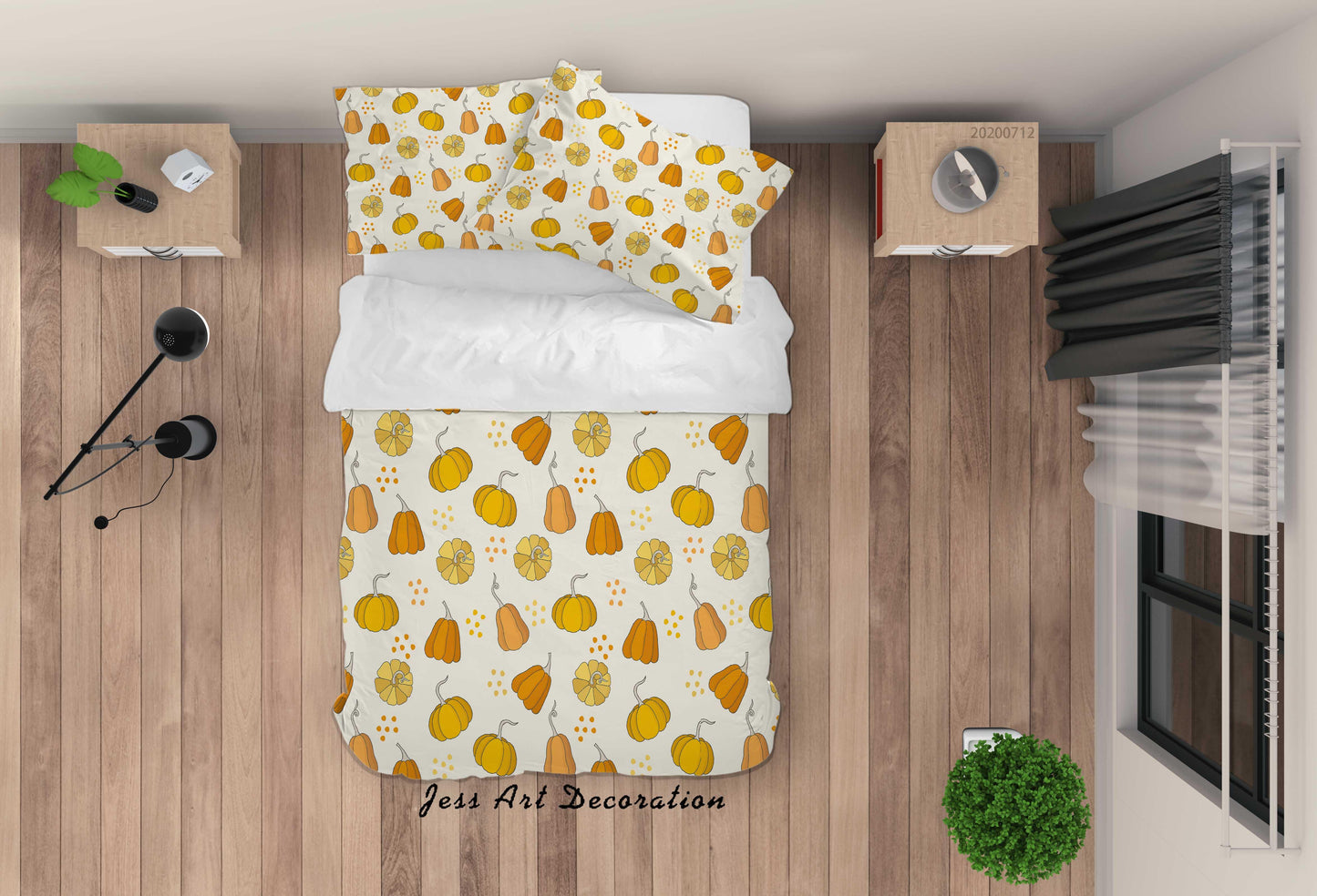 3D Abstract Vintage Pumpkin Pattern Quilt Cover Set Bedding Set Duvet Cover Pillowcases WJ 4003