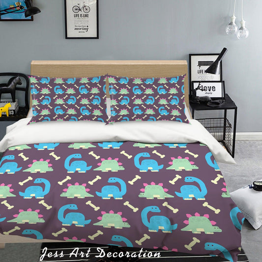 3D Blue Green Dinosaur Quilt Cover Set Bedding Set Pillowcases 31