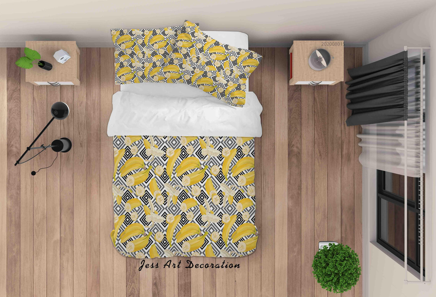 3D Banana Fruity Pattern Quilt Cover Set Bedding Set Duvet Cover Pillowcases LXL