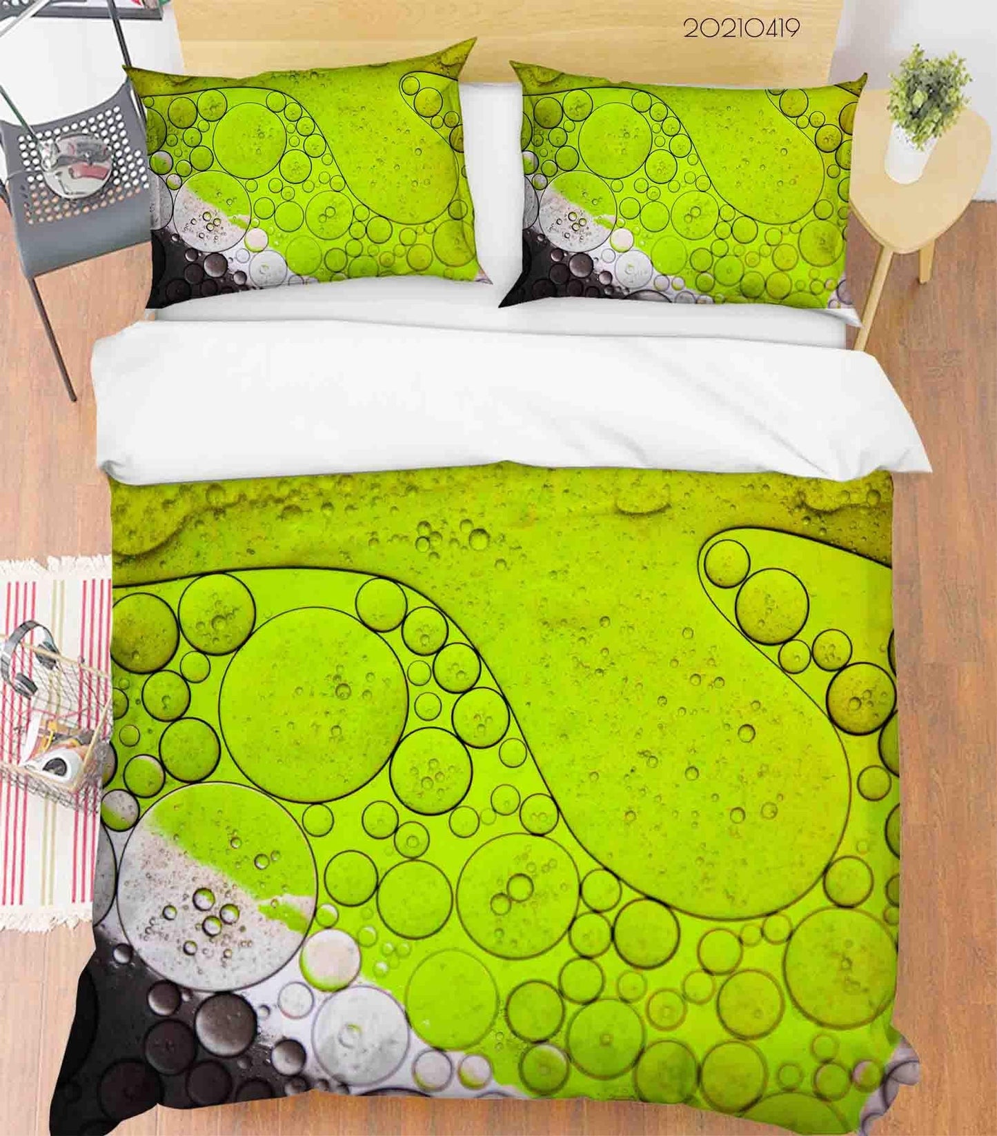 3D Abstract Green Bubble Quilt Cover Set Bedding Set Duvet Cover Pillowcases 132