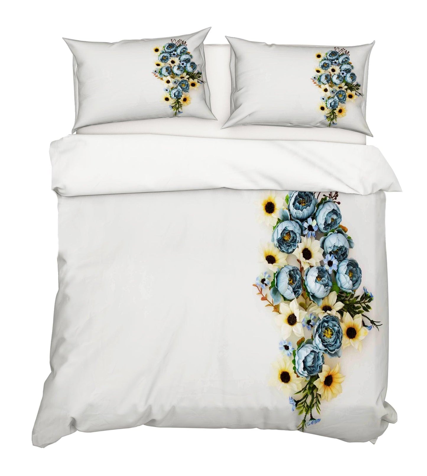 3D Blue Yellow Floral Quilt Cover Set Bedding Set Pillowcases 22