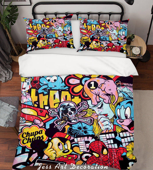 3D Cartoon Colorful Rock Skull Elephant Animal Quilt Cover Set Bedding Set Duvet Cover Pillowcases LXL