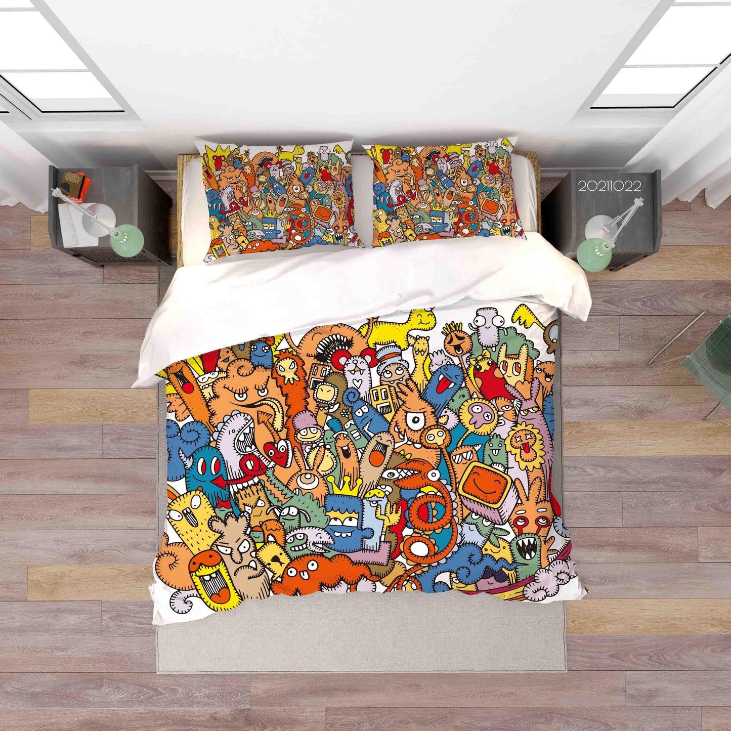 3D Abstract Color Monster Graffiti Quilt Cover Set Bedding Set Duvet Cover Pillowcases 23