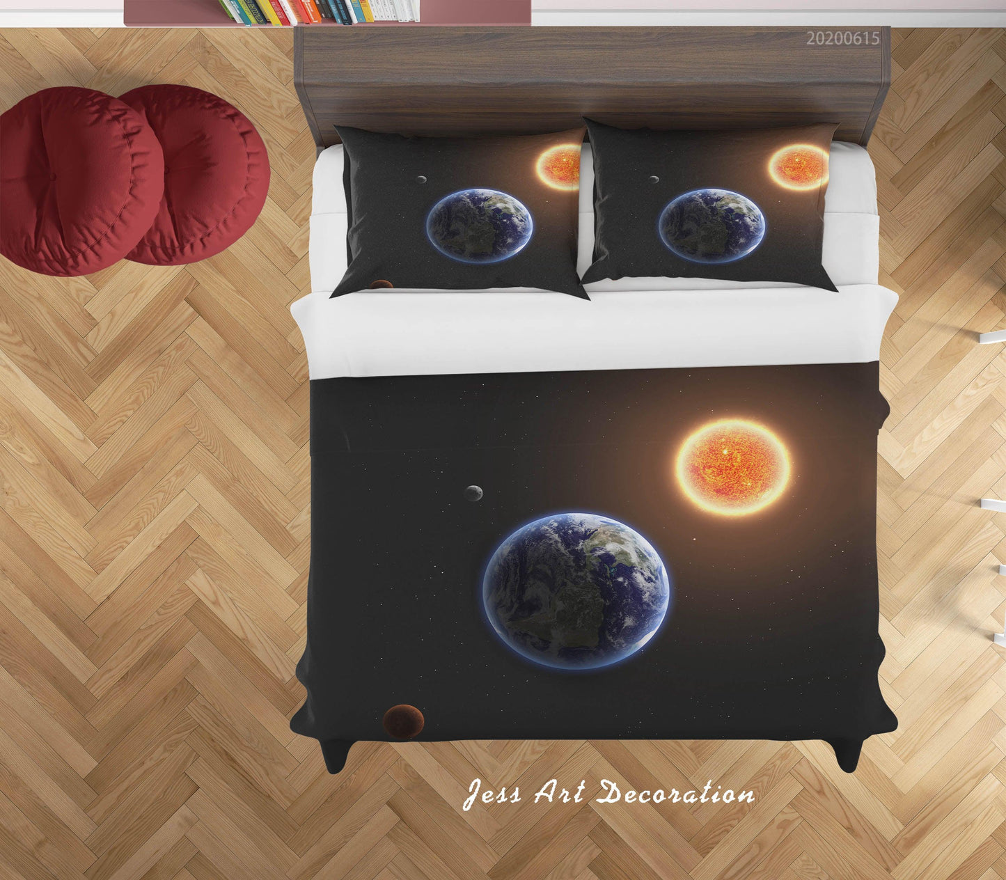 3D Black Space Planet Quilt Cover Set Bedding Set Duvet Cover Pillowcases SF127