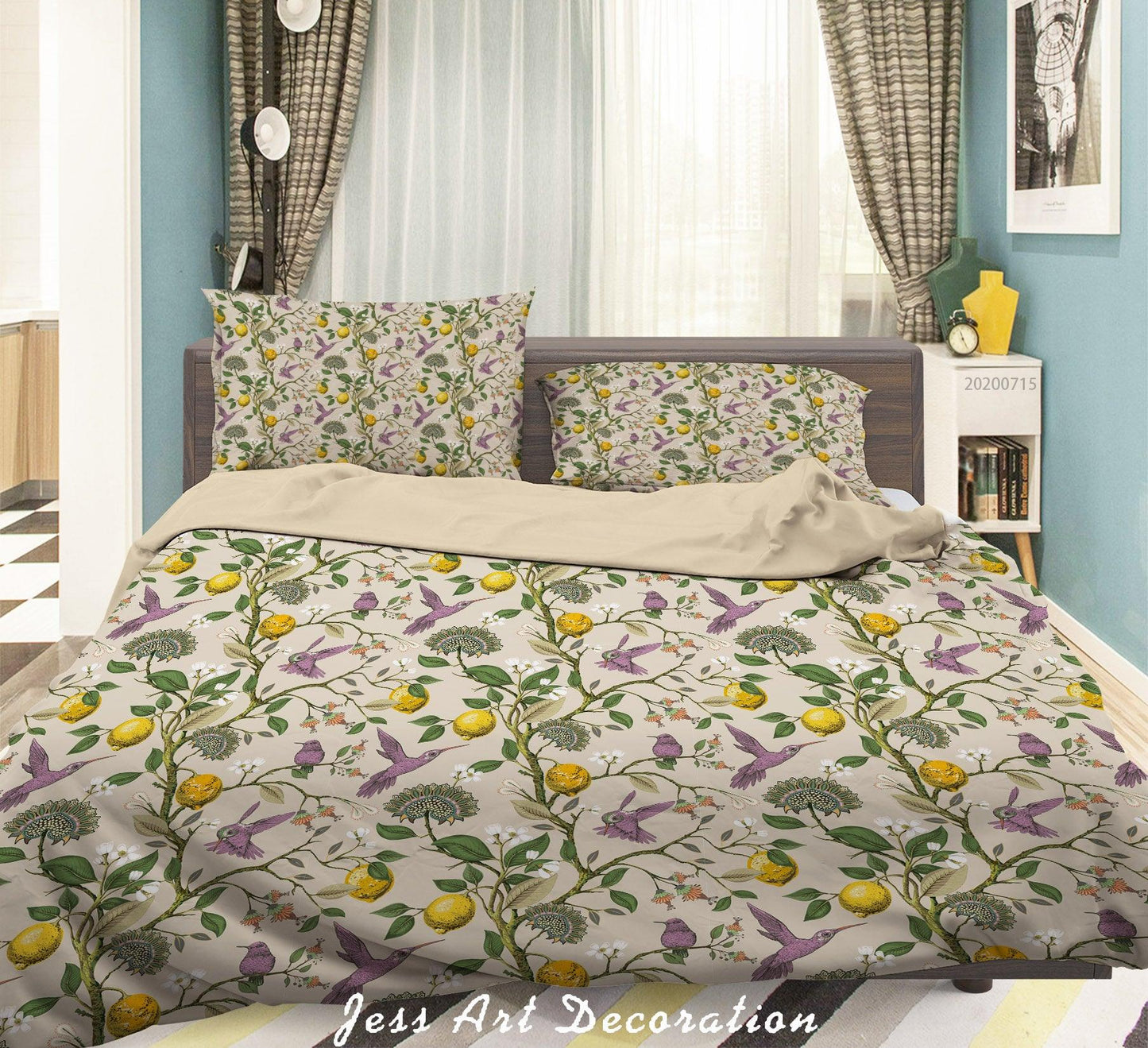 3D Abstract Vintage Floral Lemon Pattern Quilt Cover Set Bedding Set Duvet Cover Pillowcases WJ 3911