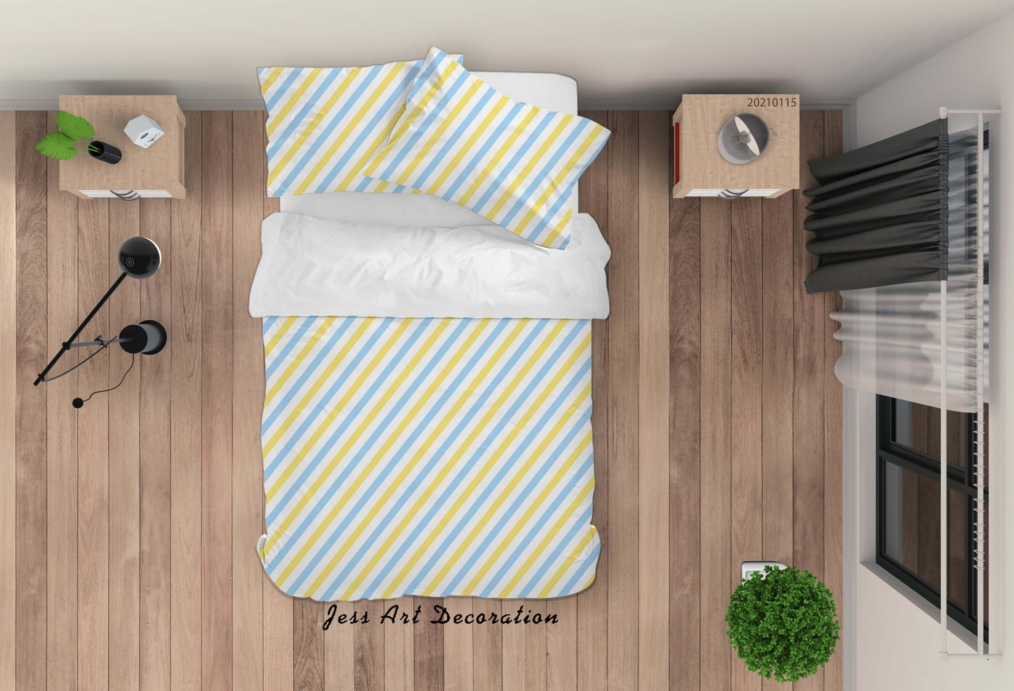 3D Blue Yellow Stripes Geometric Quilt Cover Set Bedding Set Duvet Cover Pillowcases 25