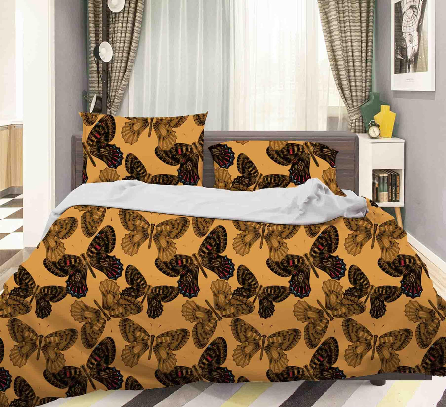 3D Brown Butterfly Quilt Cover Set Bedding Set Pillowcases 129