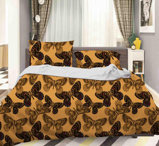 3D Brown Butterfly Quilt Cover Set Bedding Set Pillowcases 129