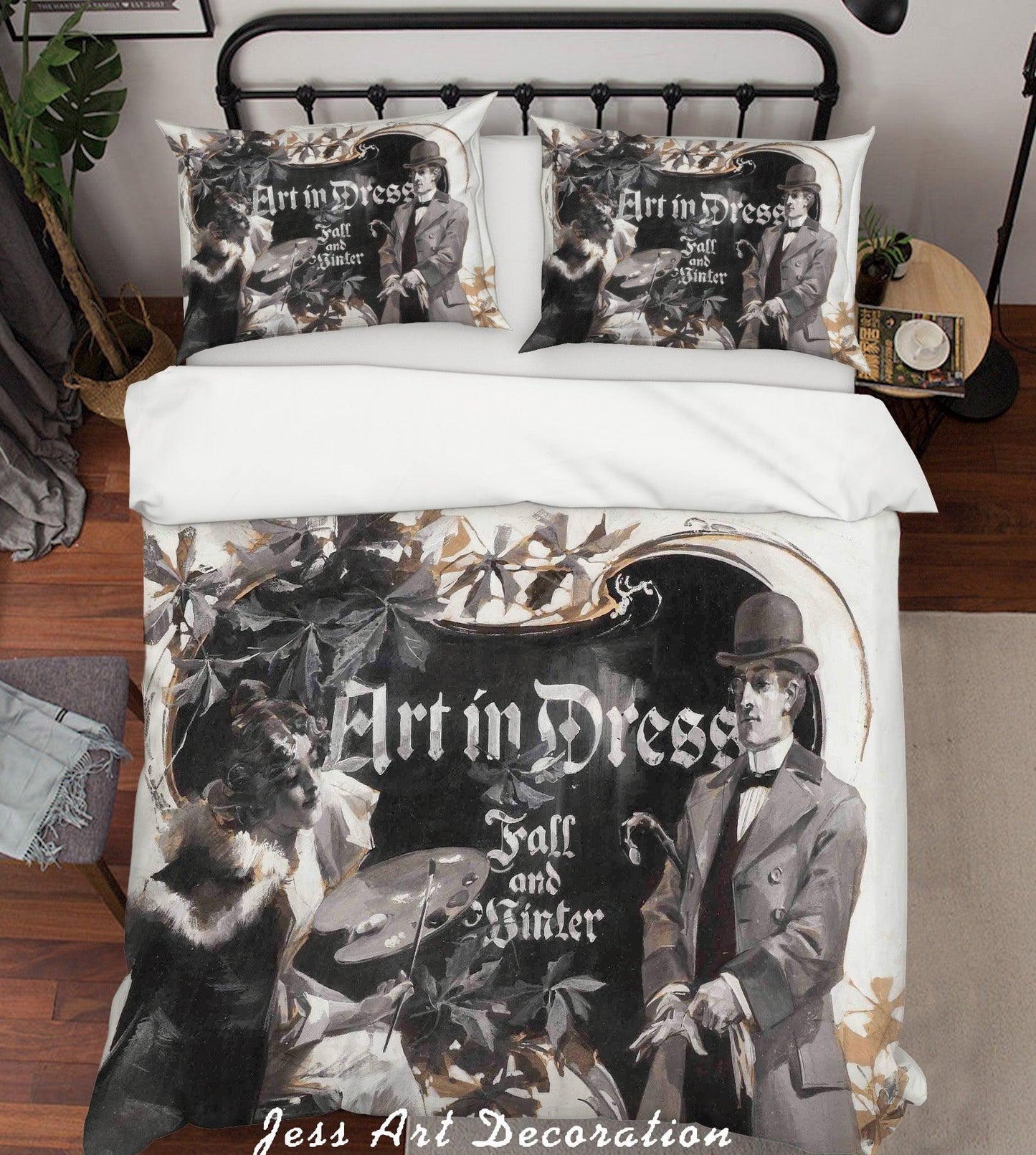 3D Black Retro Dancer Quilt Cover Set Bedding Set Pillowcases 32