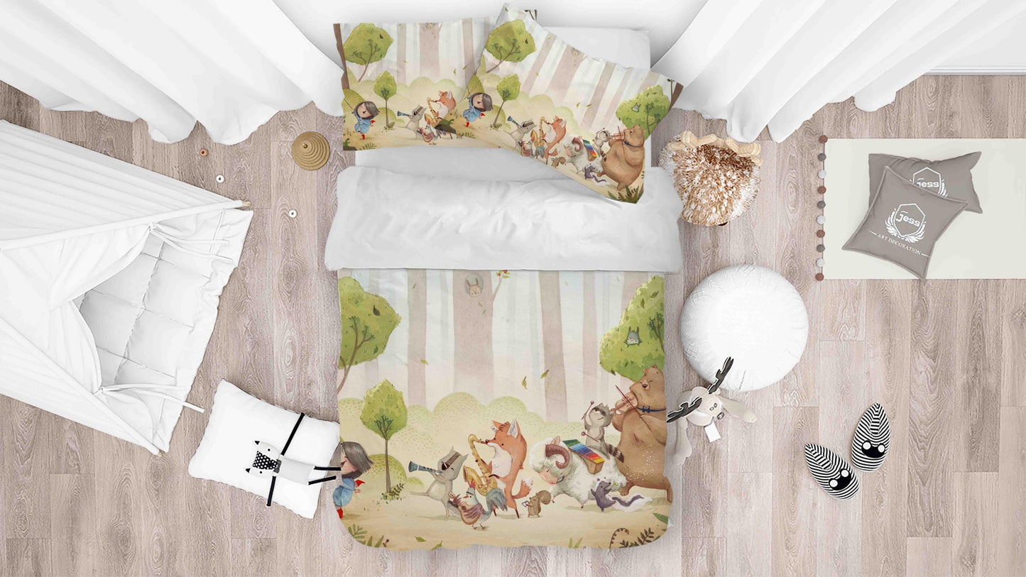 3D Cartoon Animal Forest Concert Quilt Cover Set Bedding Set Duvet Cover Pillowcases SF024