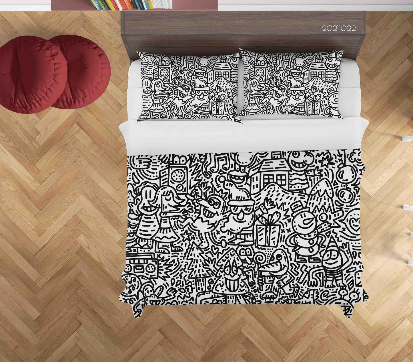 3D Cartoon Illustration Graffiti Quilt Cover Set Bedding Set Duvet Cover Pillowcases 59