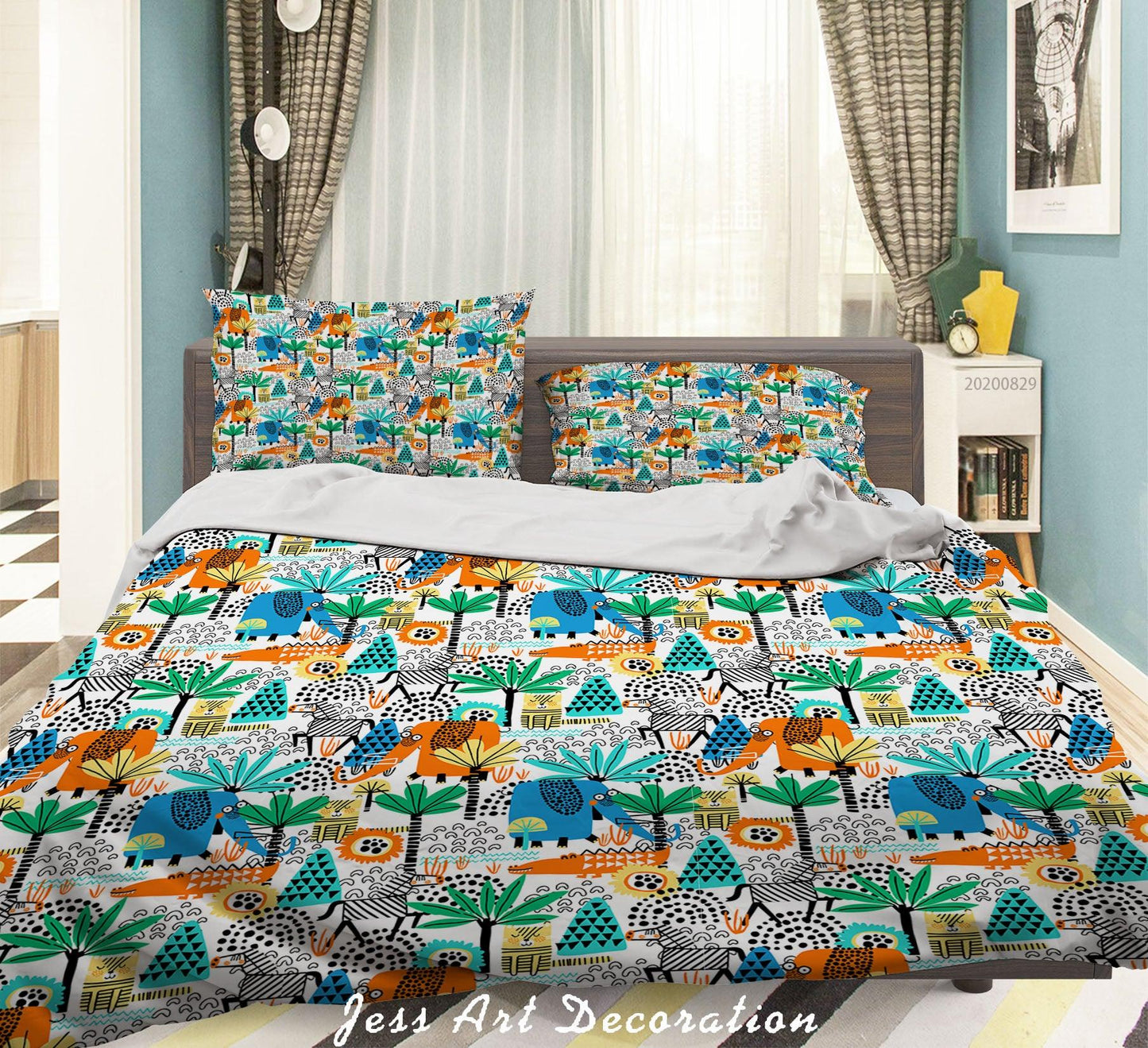 3D Abstract Hand Draw Cartoon Plant Nature Pattern Quilt Cover Set Bedding Set Duvet Cover Pillowcases WJ 3510