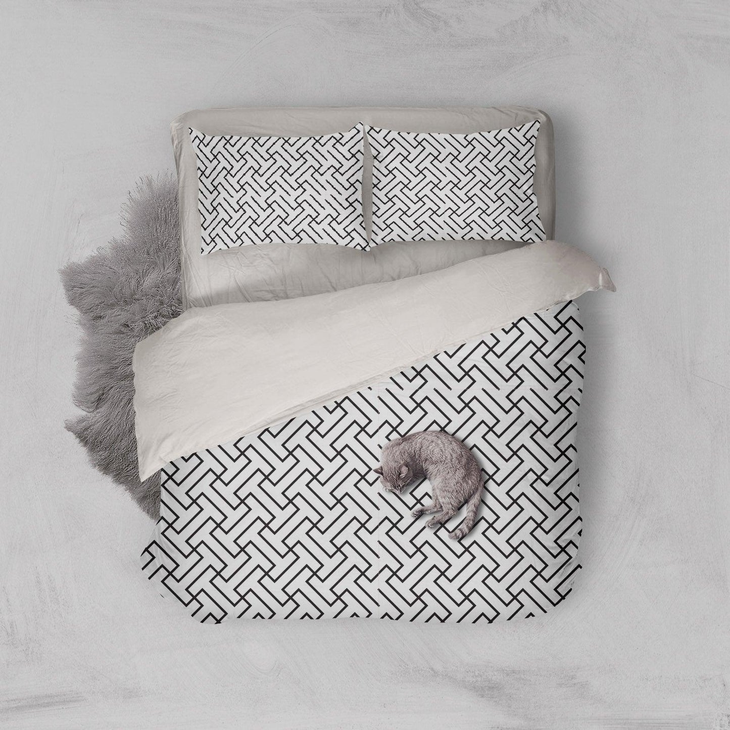 3D Black White Geometry Pattern Quilt Cover Set Bedding Set Pillowcases  105