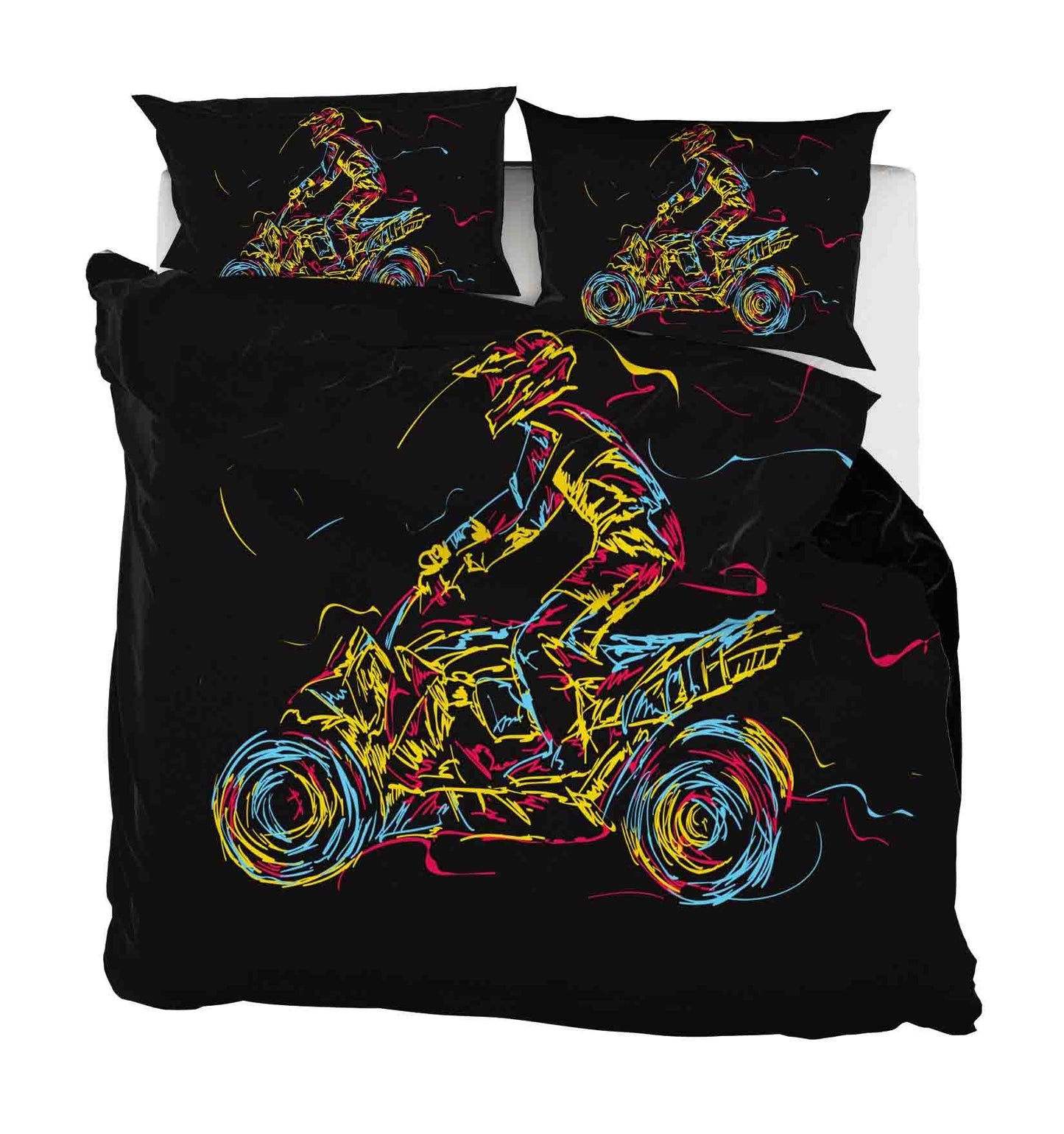 3D Abstract Colorful Motorcycle Quilt Cover Set Bedding Set Pillowcases LQH A002