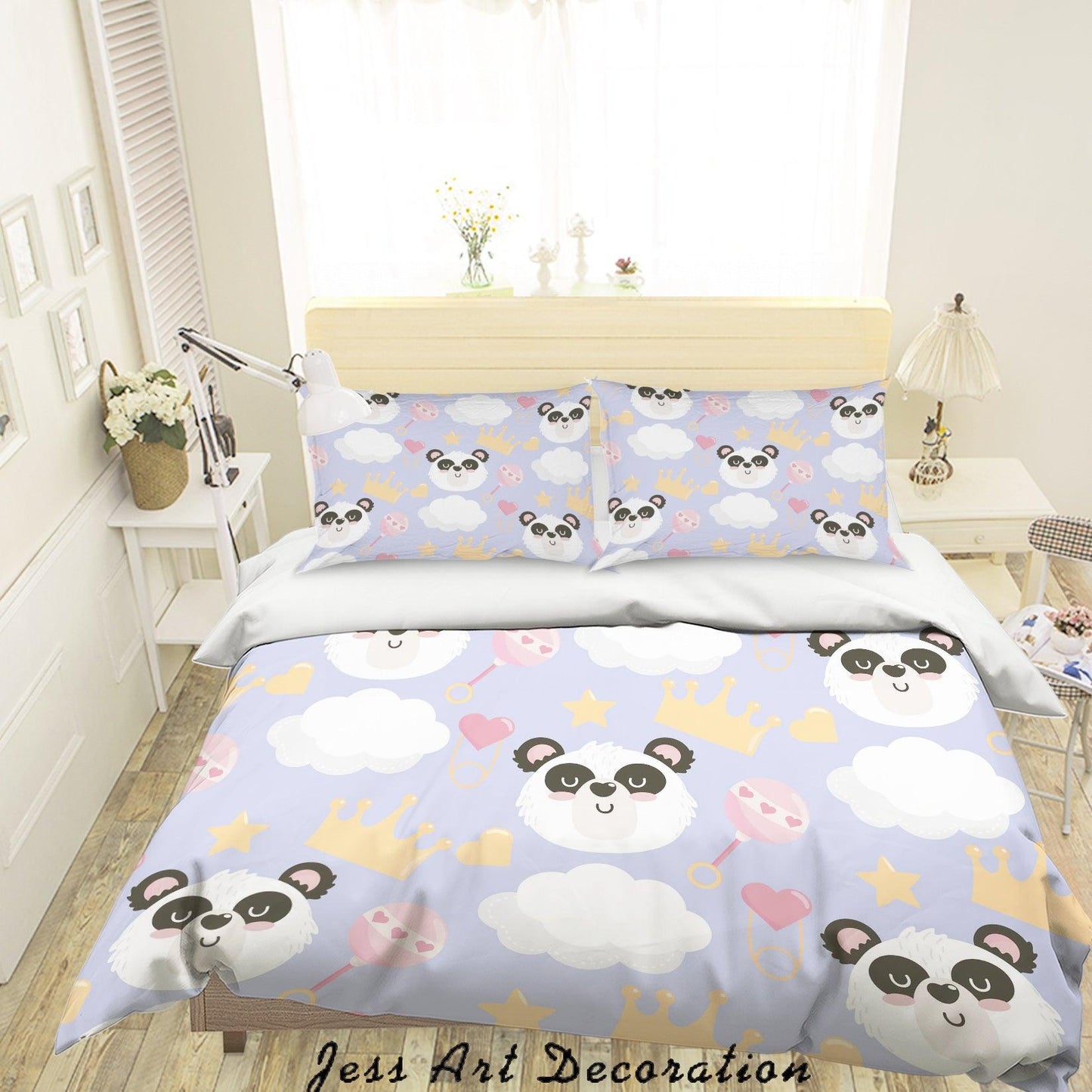 3D Cartoon Panda Purple Quilt Cover Set Bedding Set Pillowcases 11