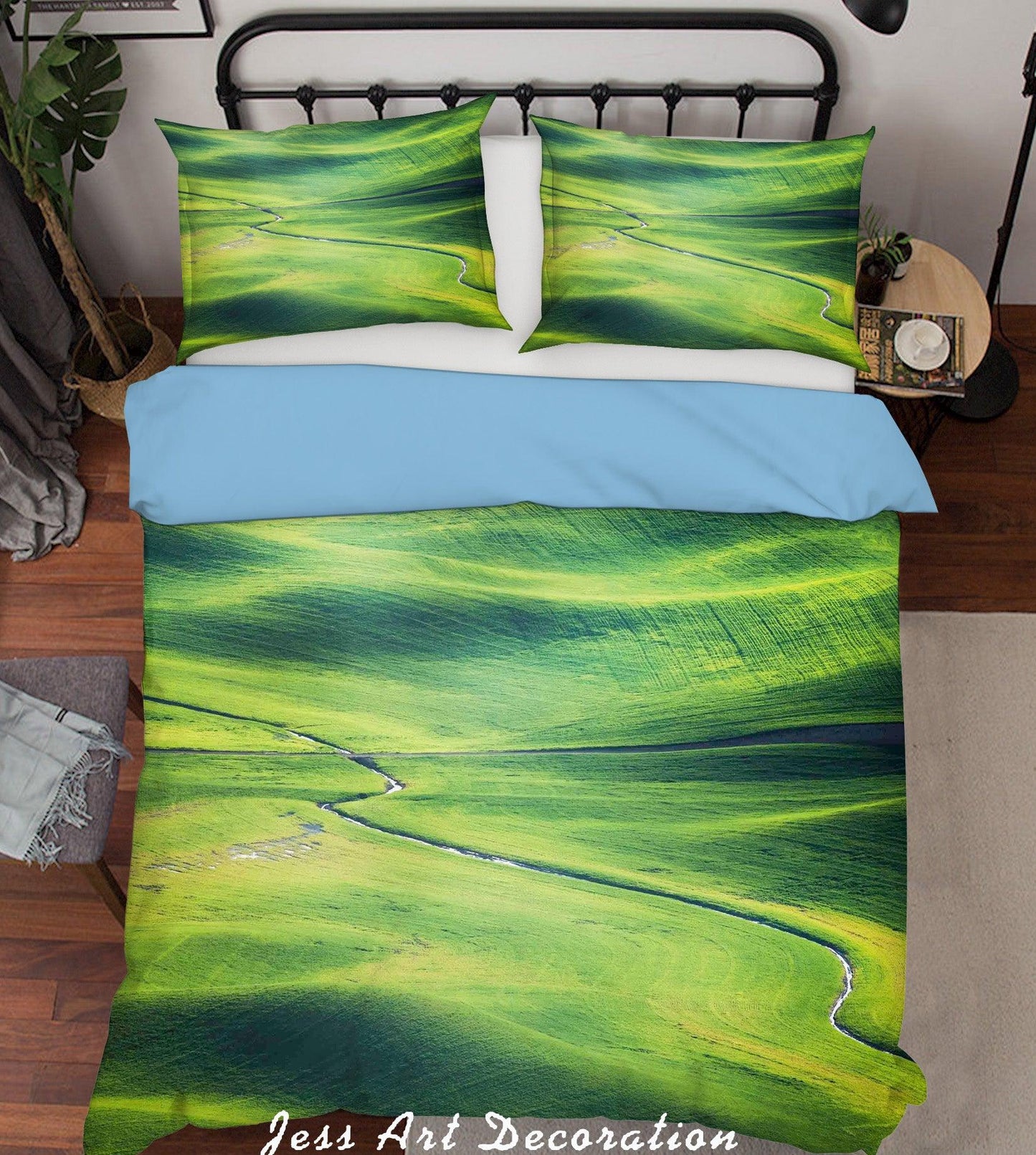 3D Blue Grassland Quilt Cover Set Bedding Set Pillowcases 58