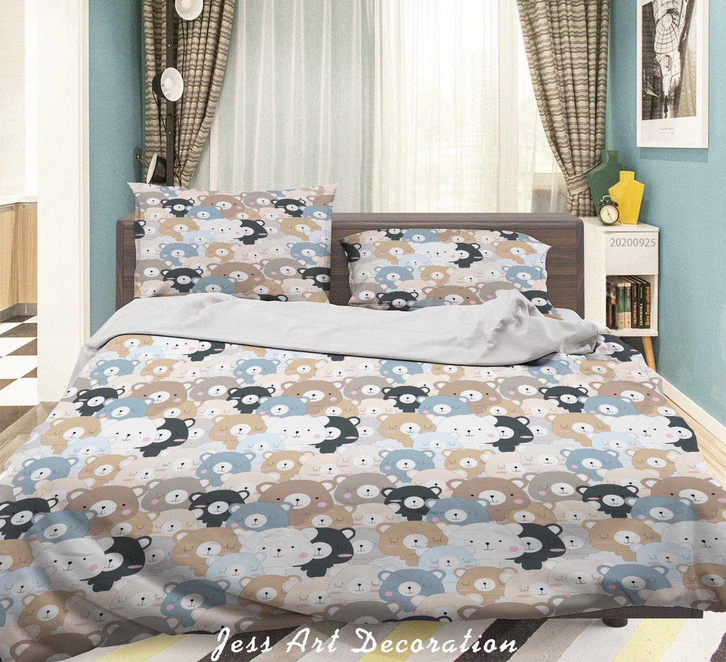 3D Cartoon Animal Bear Quilt Cover Set Bedding Set Duvet Cover Pillowcases WJ 6404