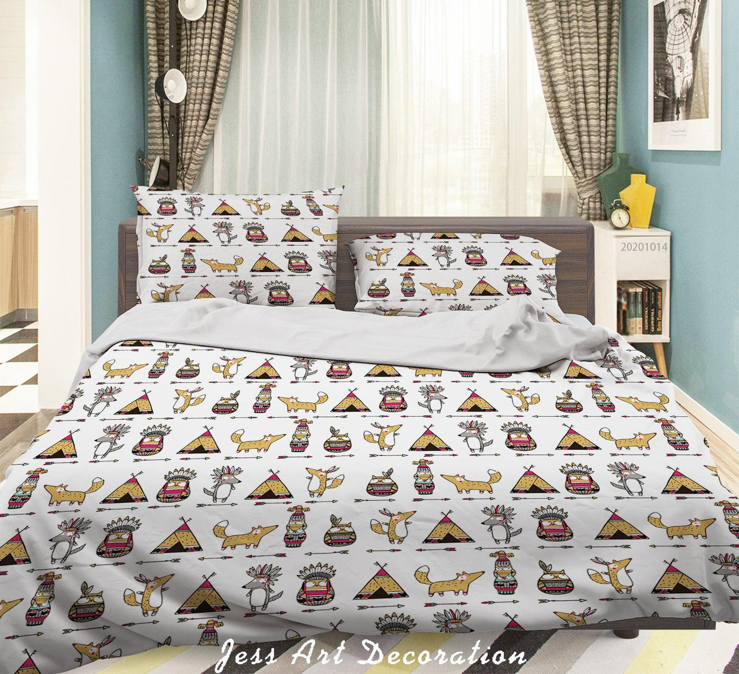3D Cartoon Animal Bird Flower Pattern Quilt Cover Set Bedding Set Duvet Cover Pillowcases WJ 9715