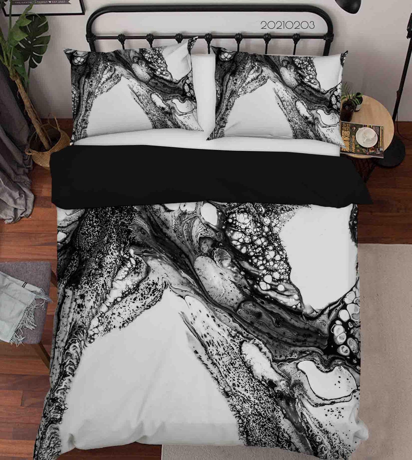 3D Abstract Black Marble Texture Quilt Cover Set Bedding Set Duvet Cover Pillowcases 1
