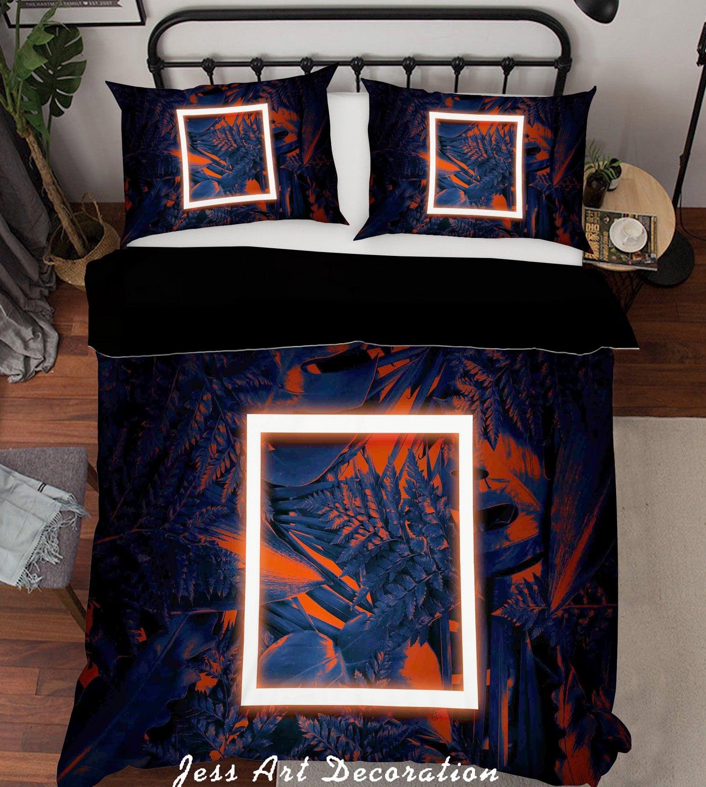 3D Blue Frame Plants Quilt Cover Set Bedding Set Pillowcases 58