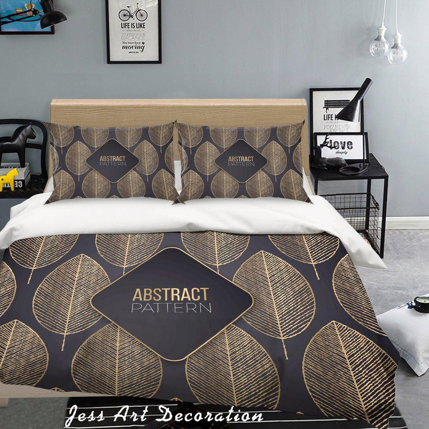 3D Brown Leaves Quilt Cover Set Bedding Set Pillowcases 42