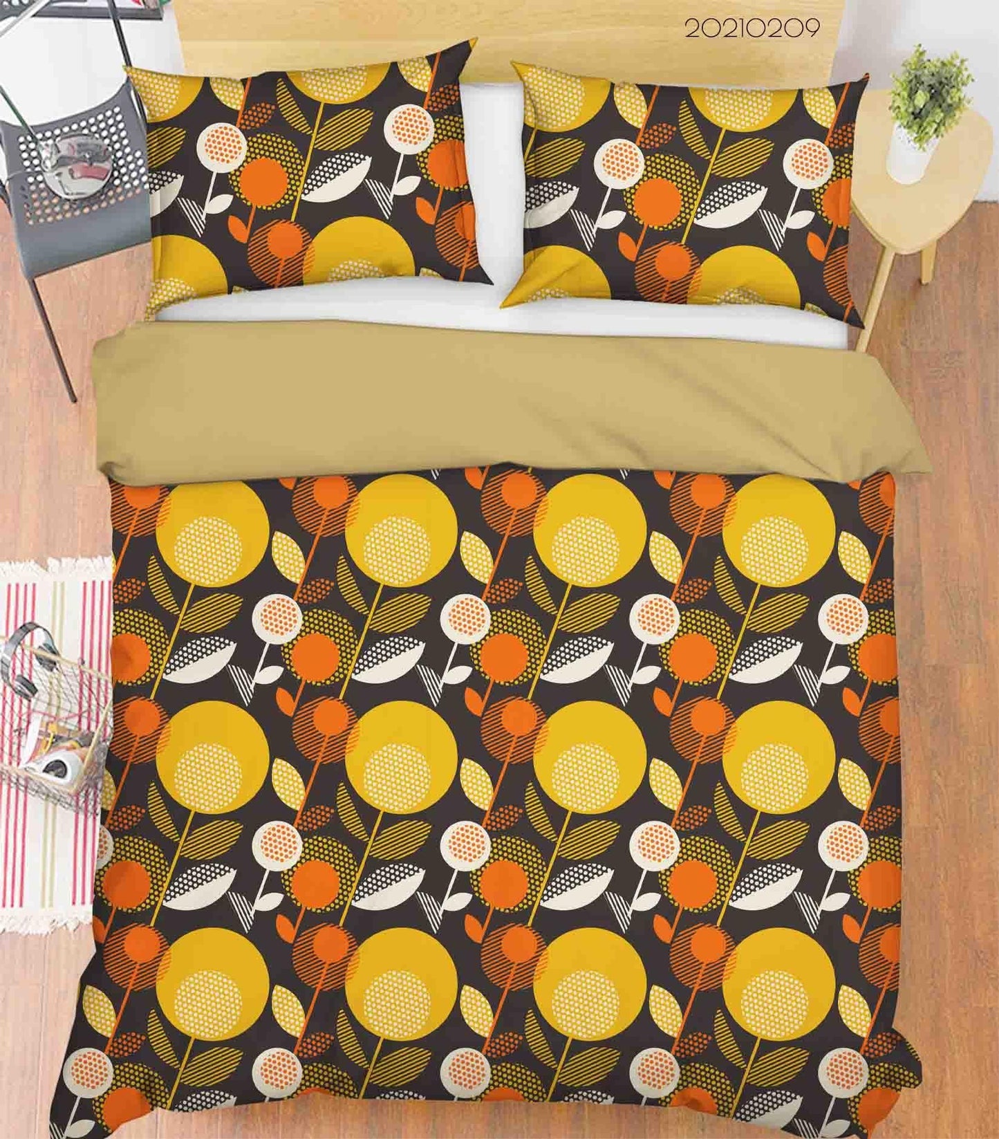 3D Abstract Yellow Floral Quilt Cover Set Bedding Set Duvet Cover Pillowcases 303