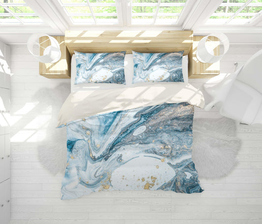 3D Blue Watercolor Quilt Cover Set Bedding Set Pillowcases 109